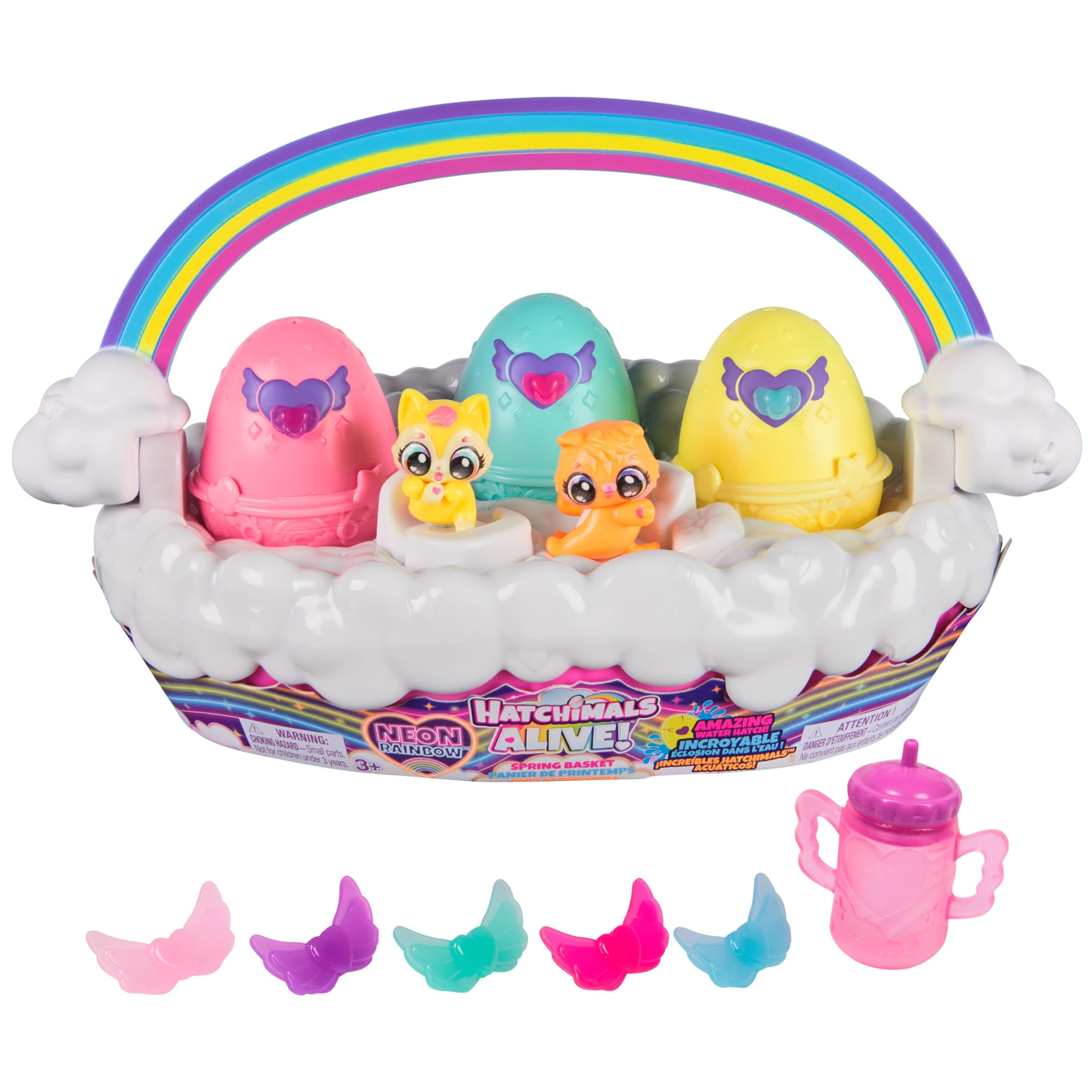 Spin Master Hatchimals Alive Neon Rainbow Spring Basket - 3 years+