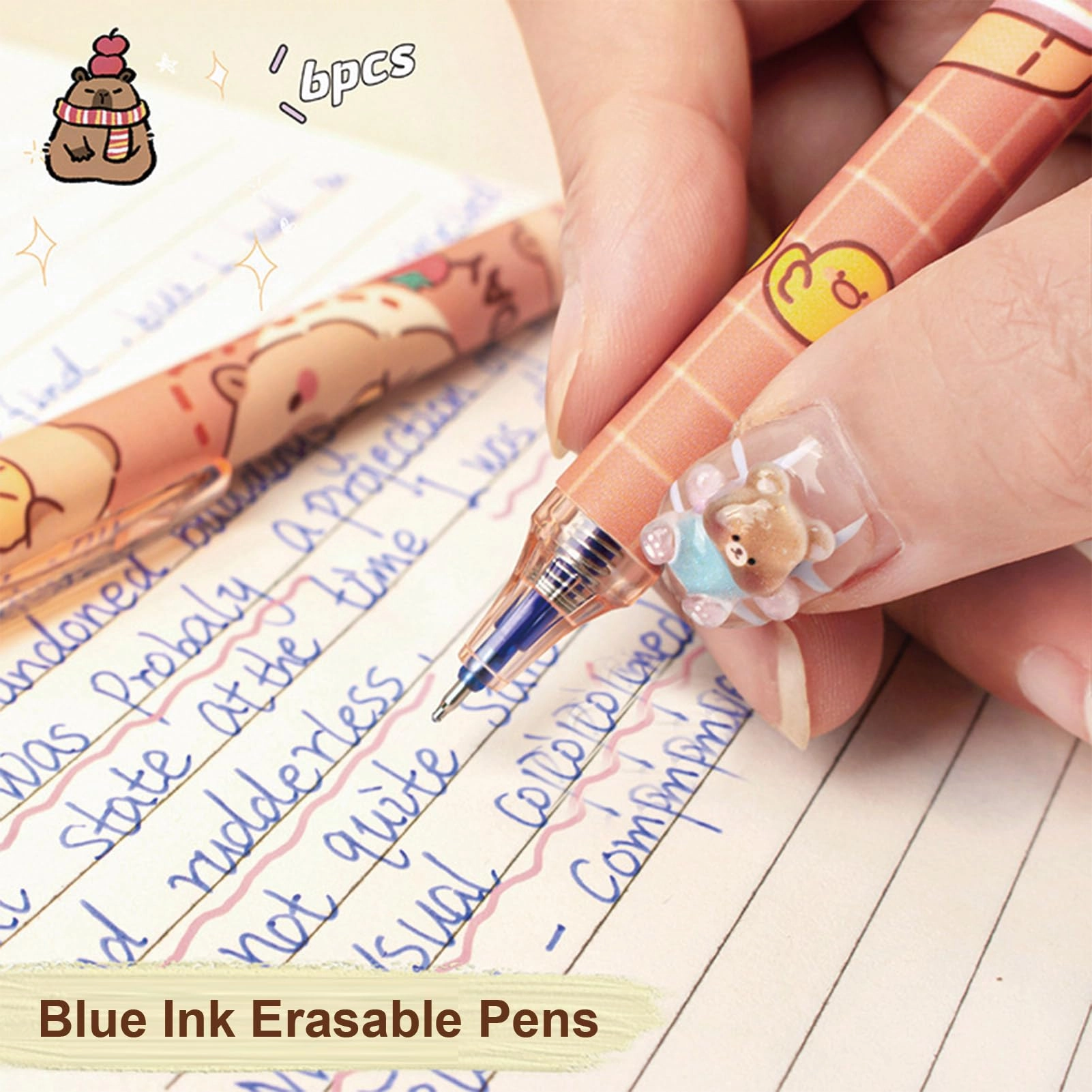 Erasable Retractable Gel Ink Pens - 6 Pcs 0.5mm