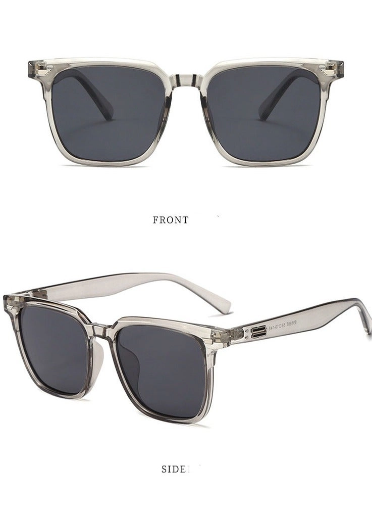 Polarized Aviator Sunglasses - 57 mm transparent gray frame