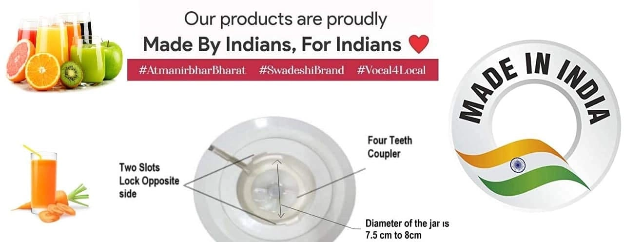 Set of 4 Mixer Jar - 3 Stainless Steel 1 Juicer Jar