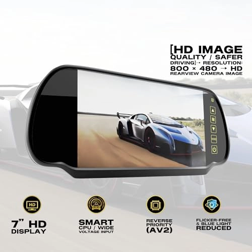 TFT LCD Car Rearview Mirror Monitor - Wide Screen 2 Video Inputs