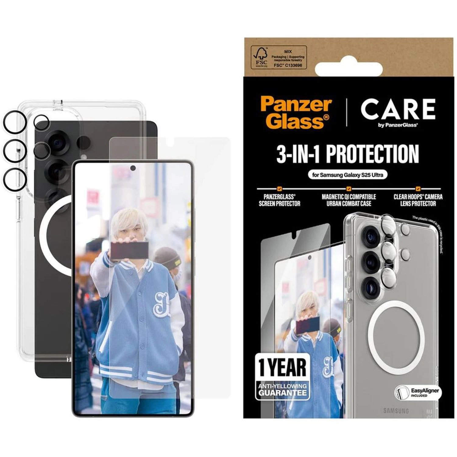 Clear Glass Screen Protector + Camera Lens Protector for Samsung Galaxy S25 Ultra