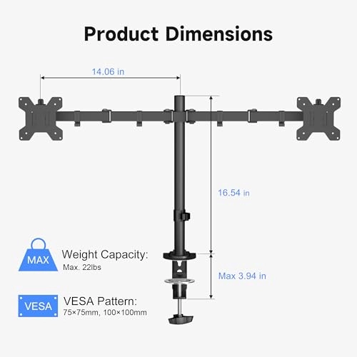 Dual Monitor Stand - 2 Screens 32 Inches 75x75mm or 100x100mm