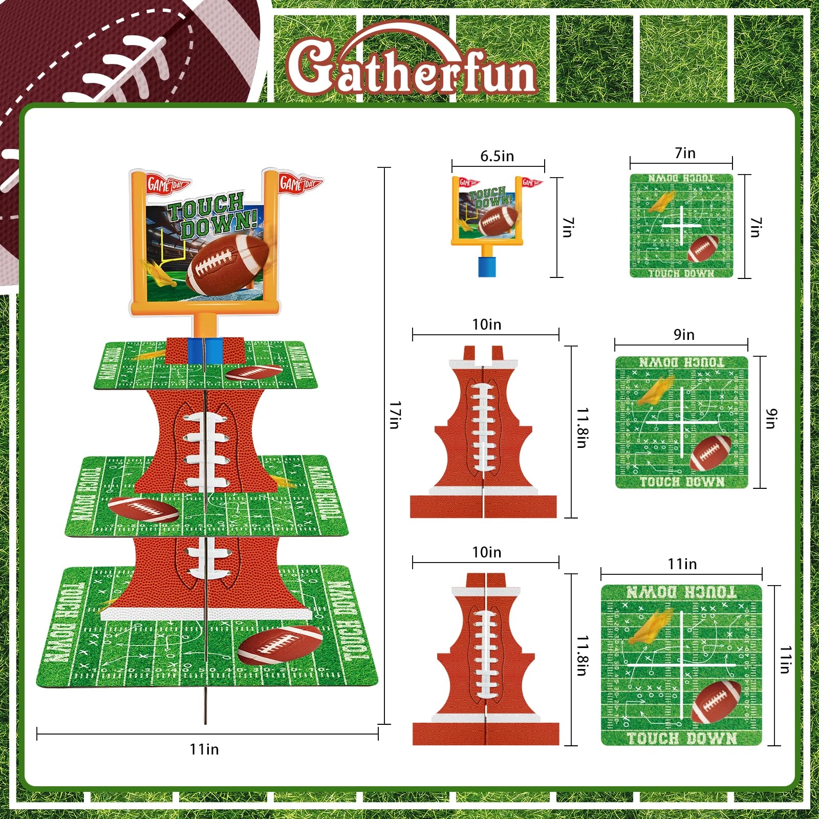 Touchdown Cupcake Stand - 1.0 Count Football Theme Birthday & Tailgate Party