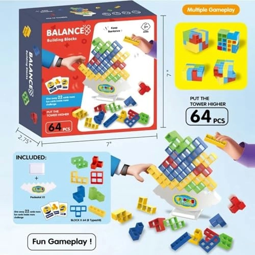 Tetra Tower Stack Game - 24 months and up 64 Pcs