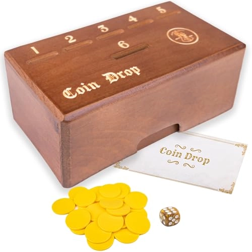 Penny Game - Wooden 50 Coins 1 Dice