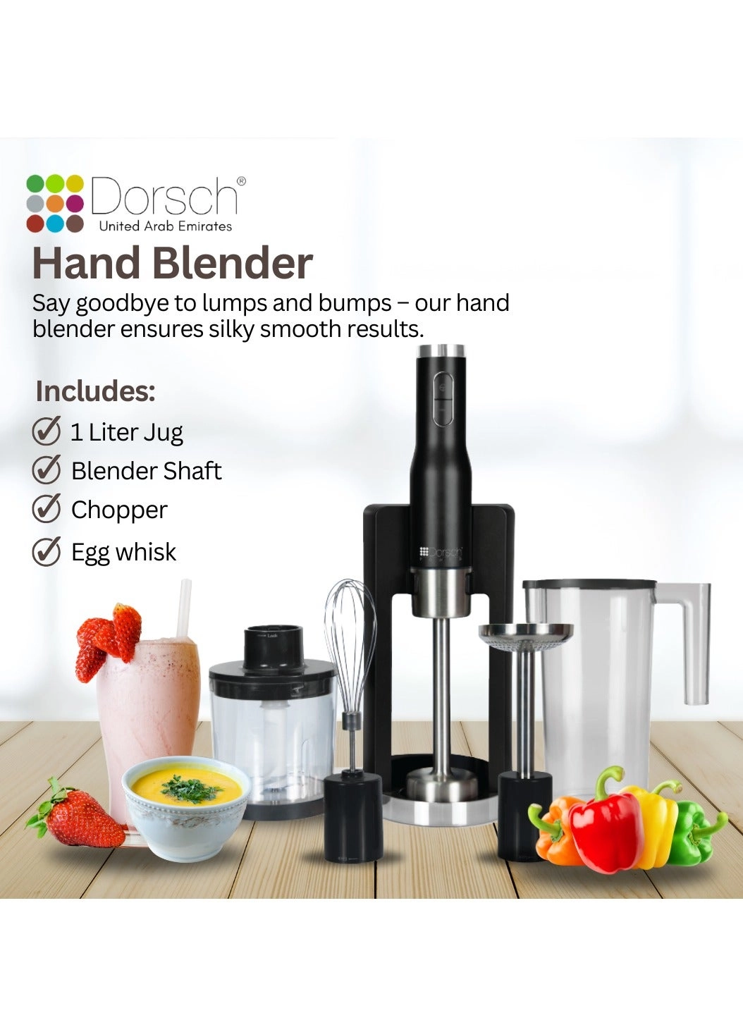 Hand Blender HB600S - 6 Speed Control Turbo Function Multi-Function Attachments