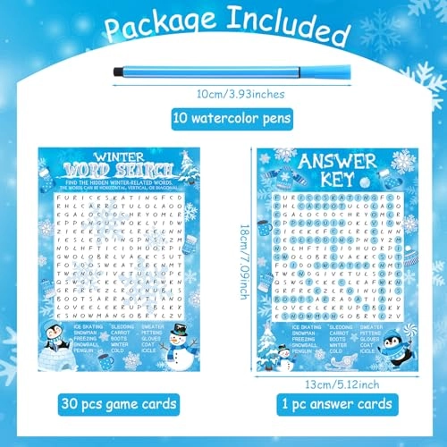 Christmas Word Search Game Card Set - English 12 years and up 41 Pcs