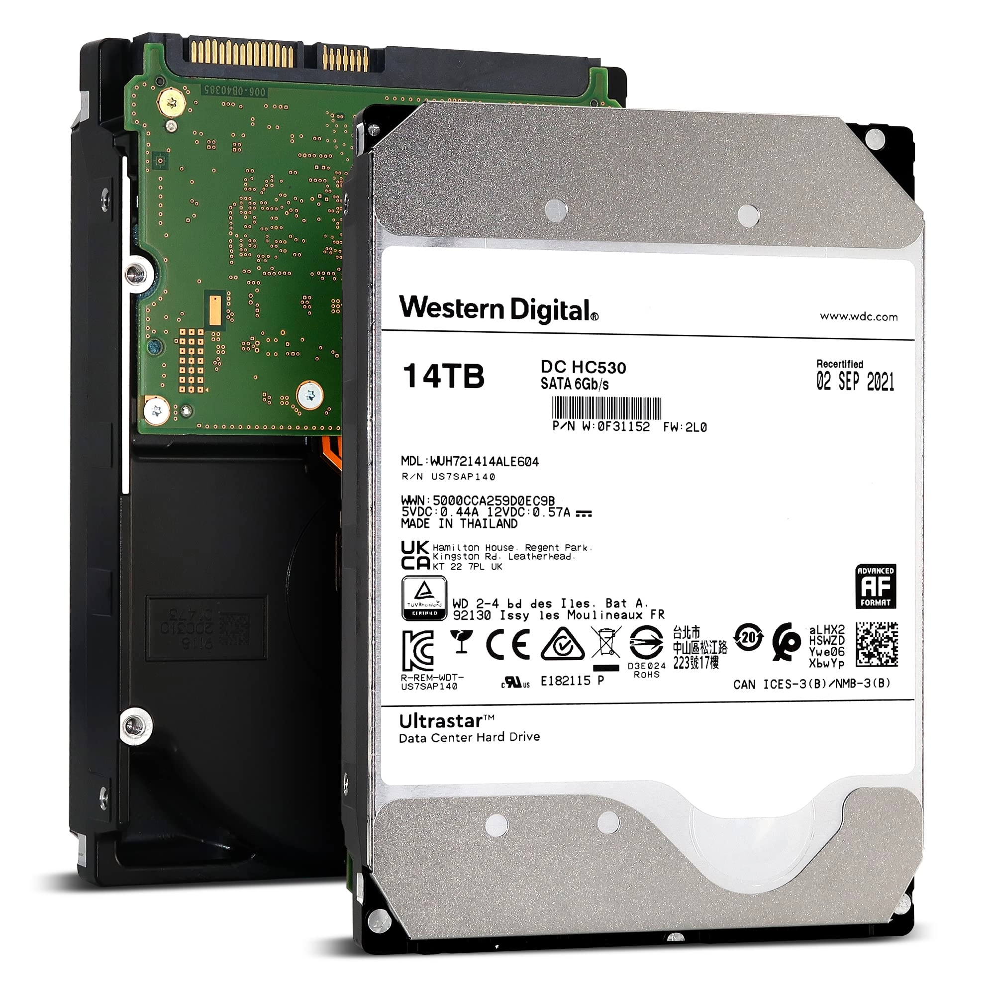 Western Digital (Renewed) Ultrastar DC HC530 3.5" 7200rpm 512MB SATA 6Gb/s (WUH721414ALE604) - 14TB