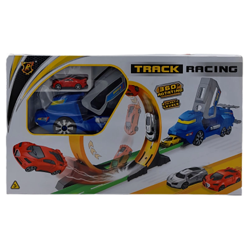 Loop Track With Launcher And Car - 360 Degrees Rotating 2 Elastic Levels