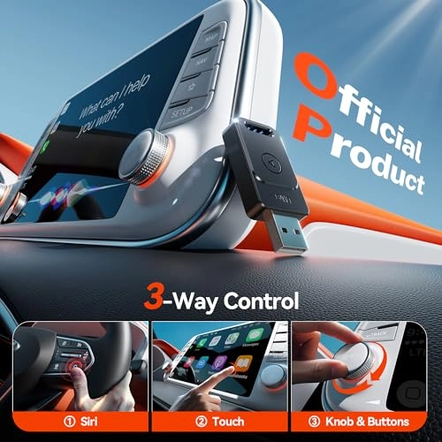 Wireless Carplay Adapter - 3X Fast Auto-Connect Plug&Play Matte Black