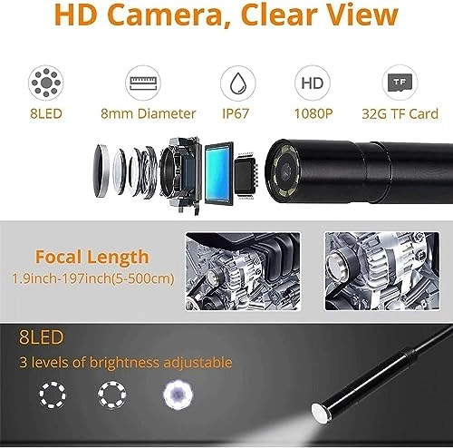 Dual Lens Industrial Endoscope - 8mm 5m