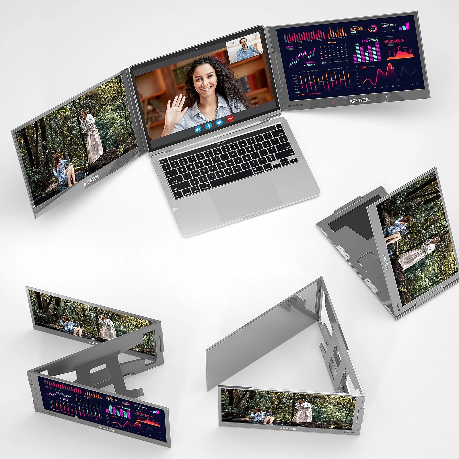 Arvitek Triple Laptop Screen Extender - 1920 x 1080 15.6 Inches