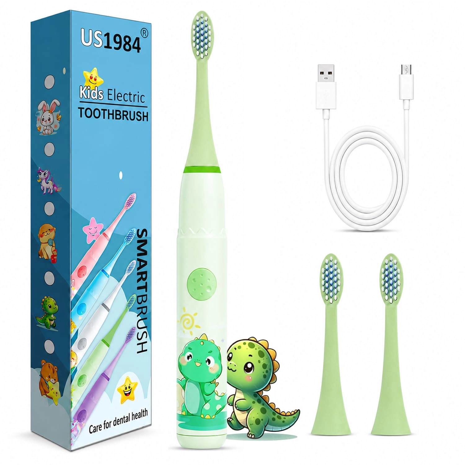 Sonic Electric Toothbrush - 4 Modes 3 Brush Heads Rechargeable