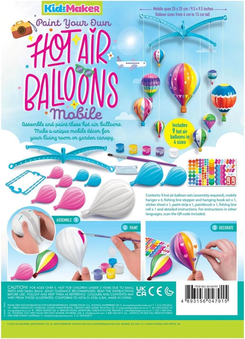 Hot Air Balloons Mobile Craft Kit - 5+ years 9 pieces