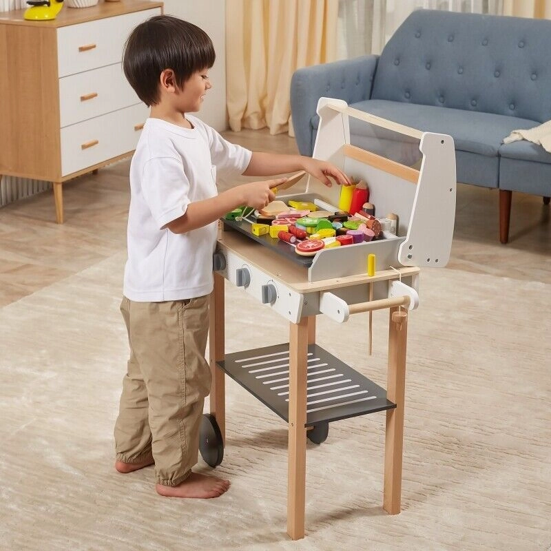 Wooden BBQ Play Toy Set - 47 pcs (SIGT-44656)