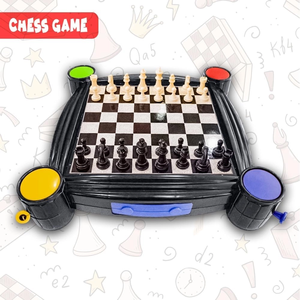 4 in 1 Family Board Games Set - Chess Checkers Ludo
