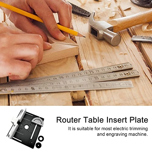 Router Table Insert Plate - 240 x 200mm Aluminum Alloy + Backer Plate + 180° Angle Gauge