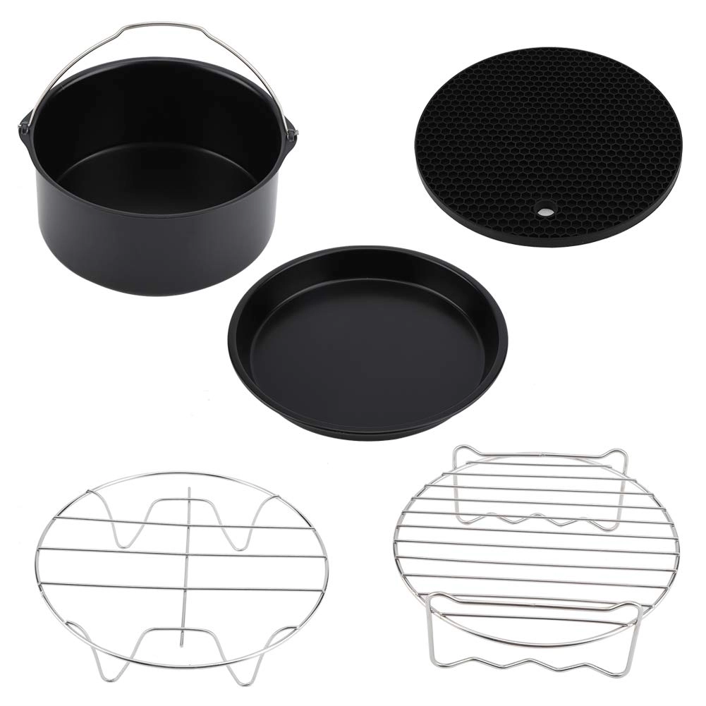 ZFDMD Air Fryer + Pizza Pan + Cake Barrel + Metal Holder + Cooking Tools - 5pcs/Set
