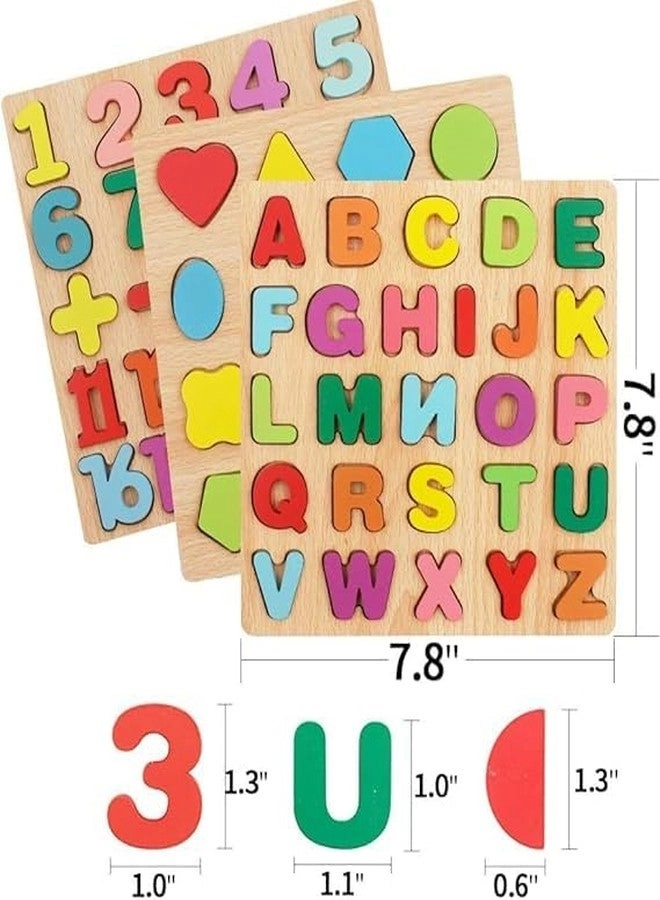 Wooden Alphabet Number & Shape Puzzle Board - 2-5 Year Old