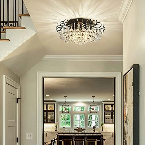 Crystal Floral Chandelier - 4-Light Modern Bronze