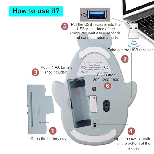 Cute Animal Hamster Shape Silent Mini Travel Mouse - Wireless