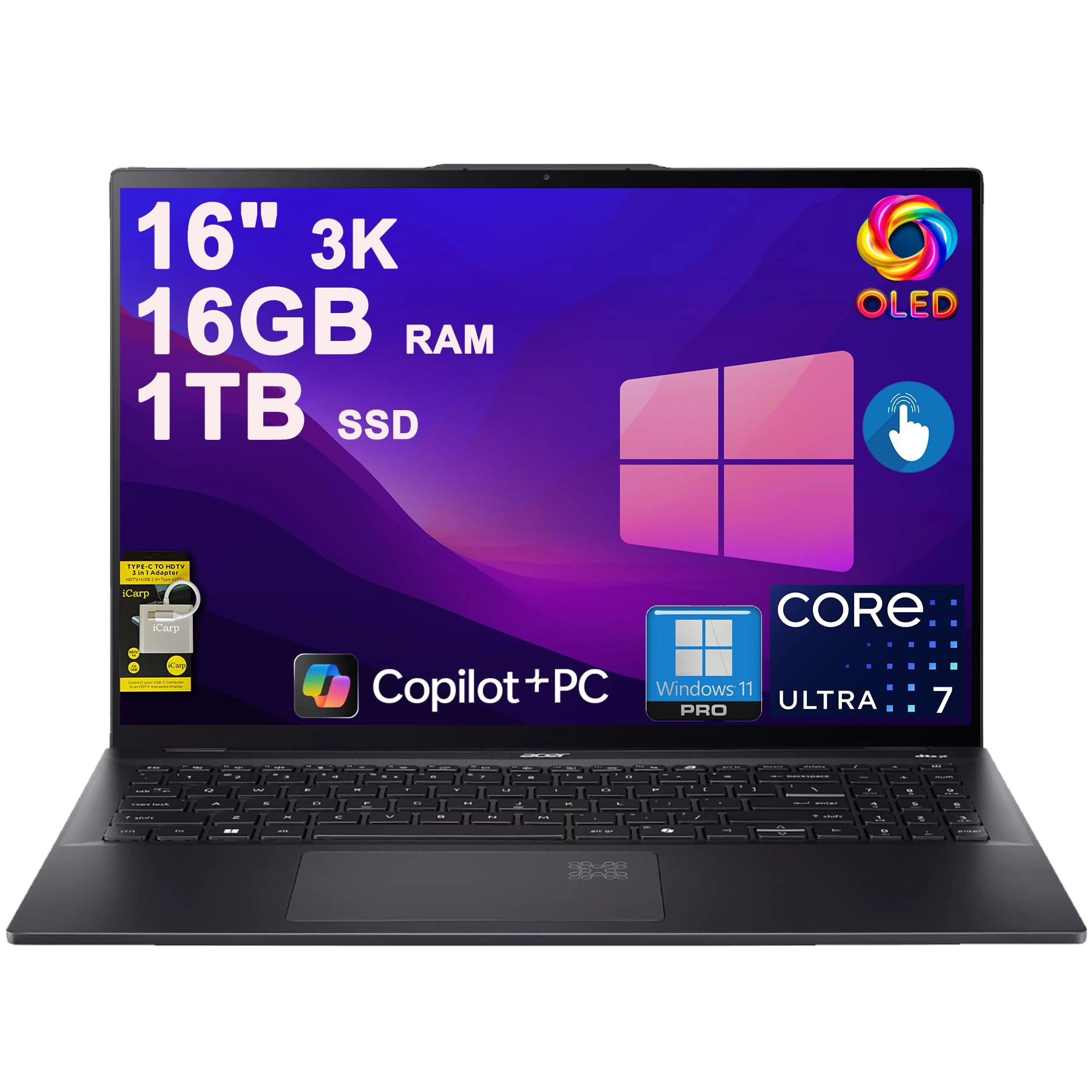 Acer Swift 16 AI - 16" 1TB 16GB Intel 8-core Ultra 7 Series 2 256V