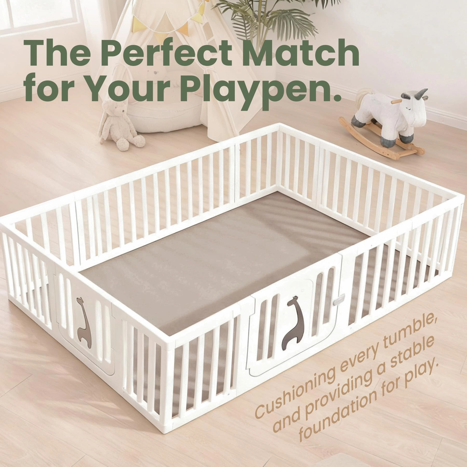 Baby Activity Play Mat - 79"x118" 1.3" Thick Cream