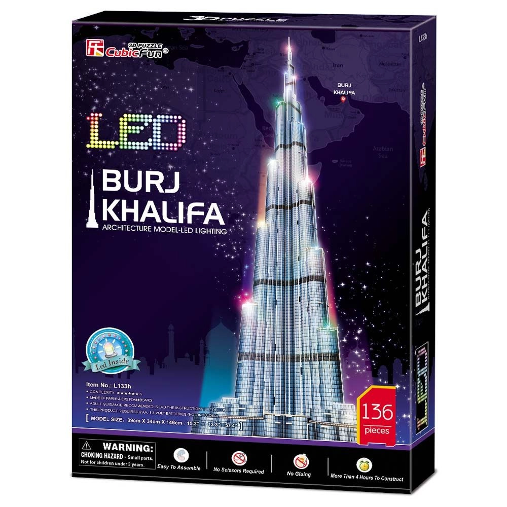 Burj Khalifa 3D Puzzle (AL-L133H) - 136 pcs, LED