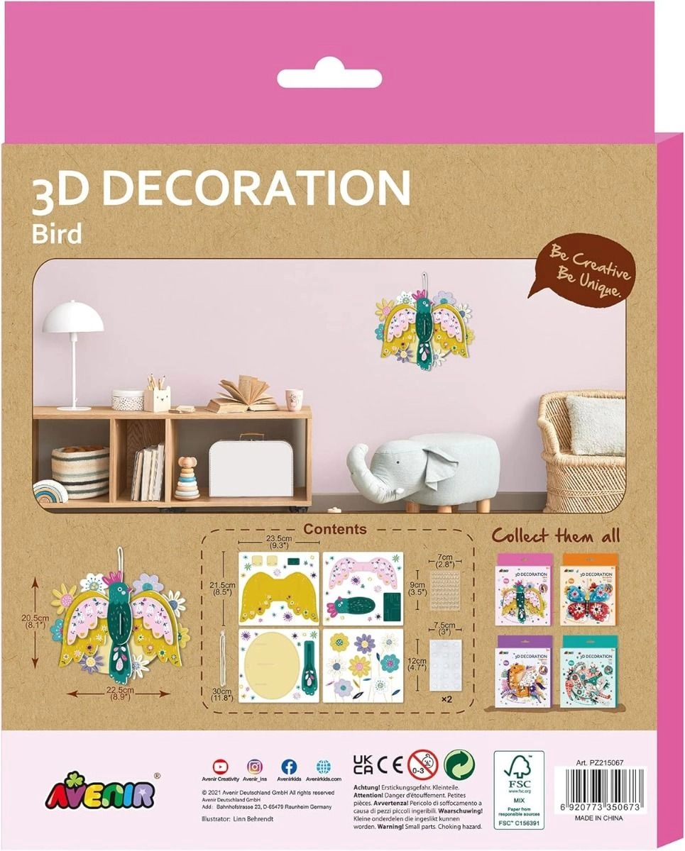 3D Decoration Kit - Bird Suitable for 5 years & above