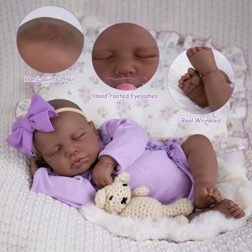 Reborn Baby Doll - 20 inch Vinyl Soft Cloth Body Black Ages 3+