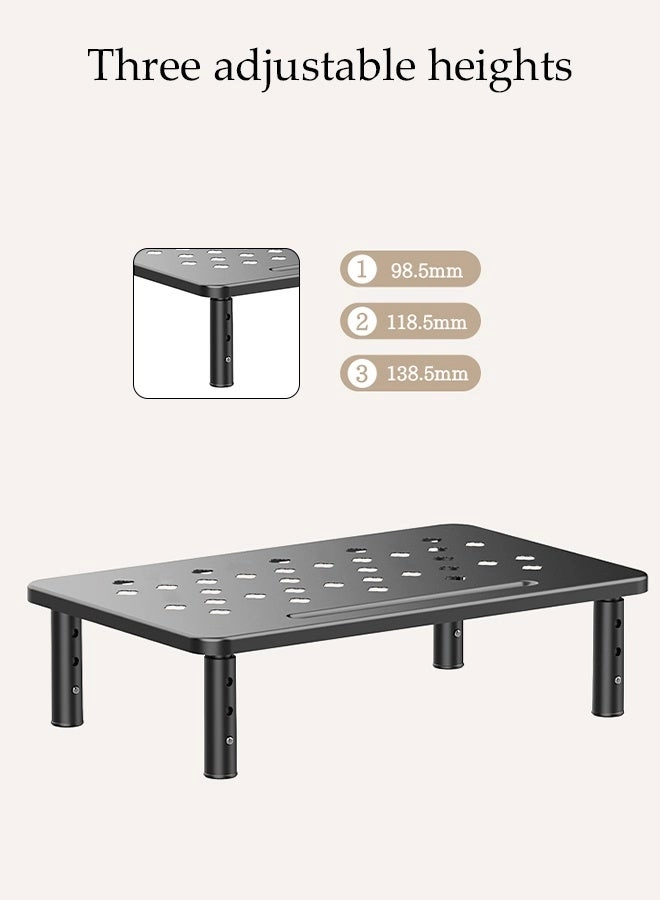 Computer Monitor Stand - 3 Levels Adjustable Ventilated Platform 37x23cm