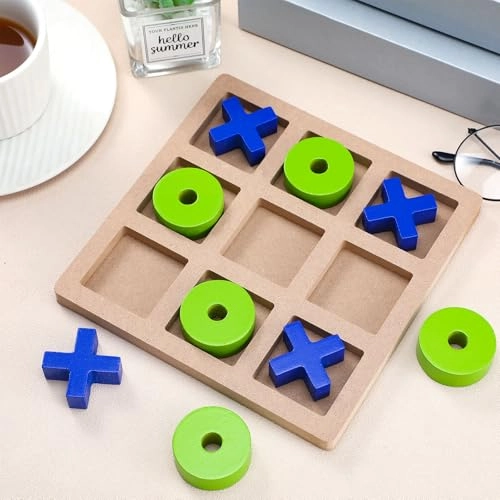 Tic Tac Toe - Wood Blue Green