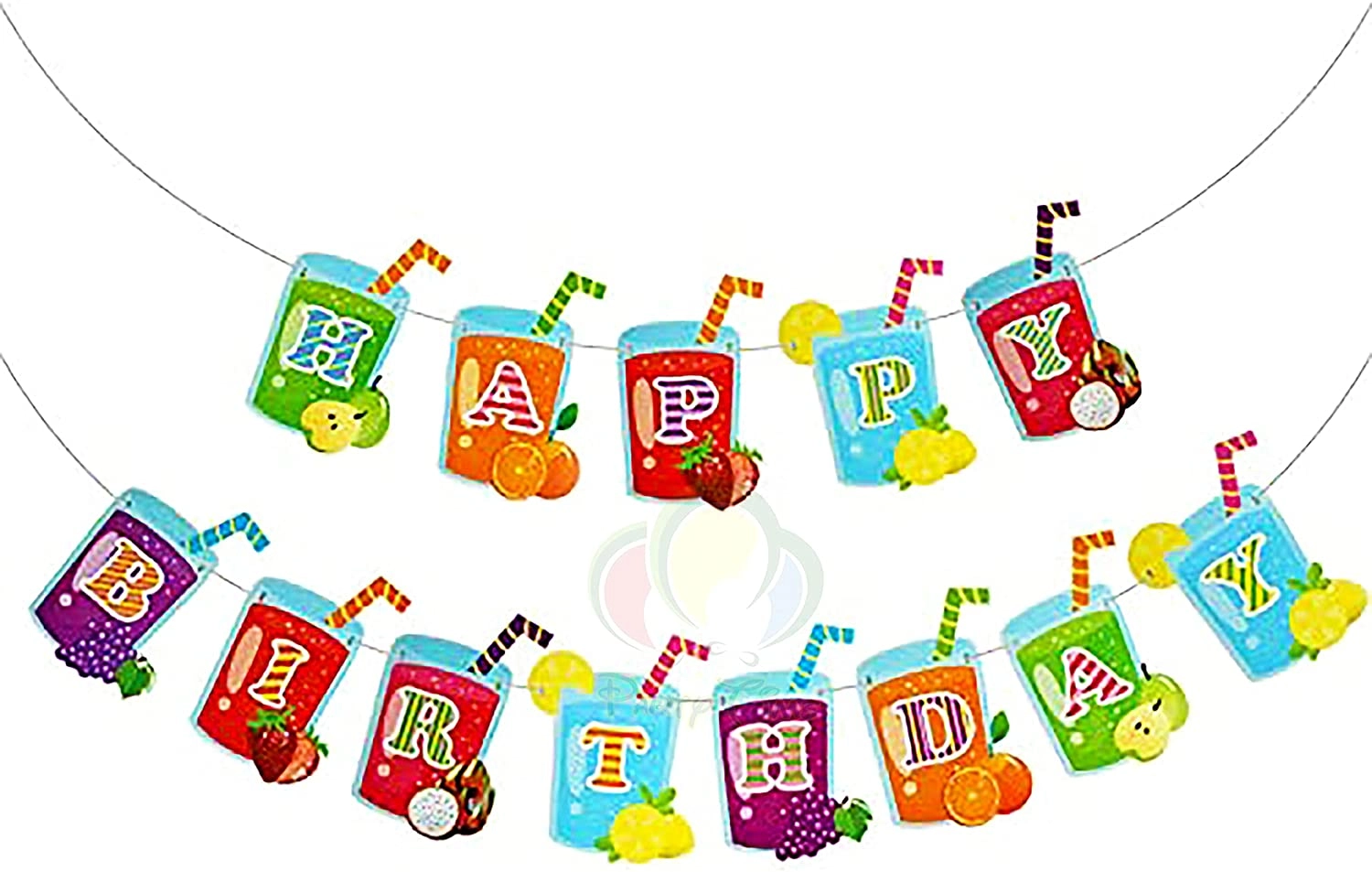 Party Time Trading LLC Hawaiian Fruits Happy Birthday Banner