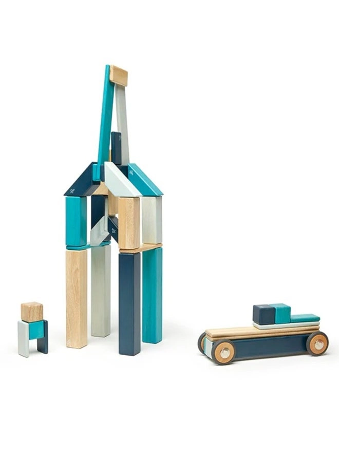 Magnetic Wooden Block Building Set - 42 pcs