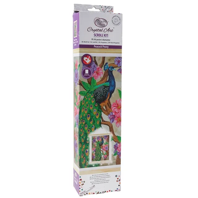 Crystal Art Scroll - Peacock Peony