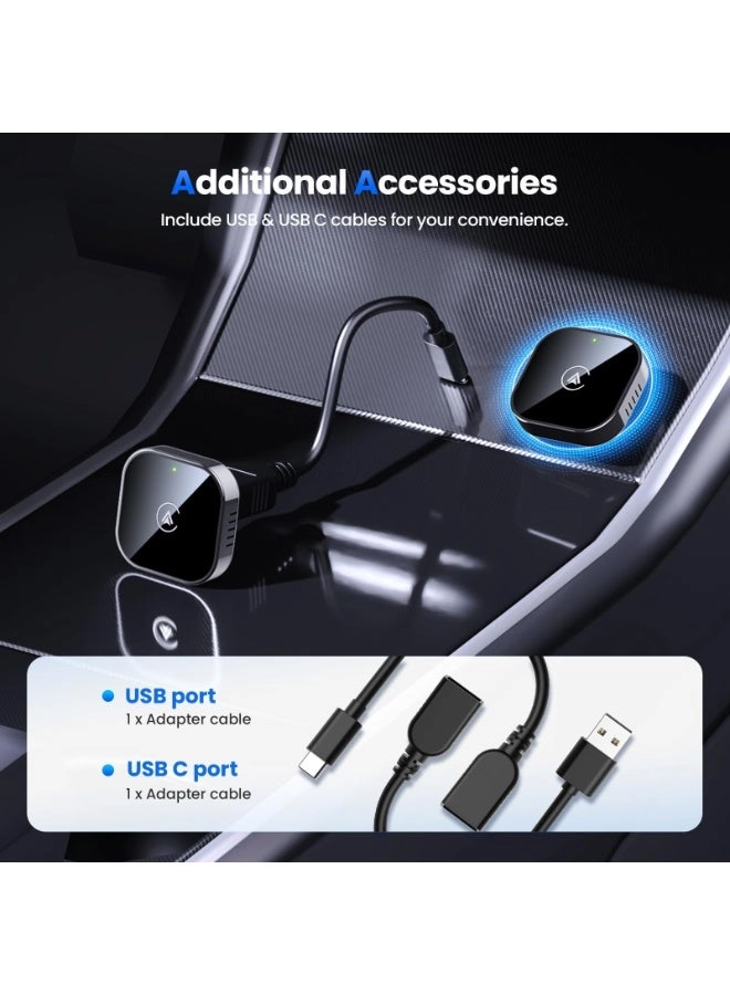 Wireless CarPlay and Android Auto Adapter - 2 in 1 USB/USB-C Plug and Play
