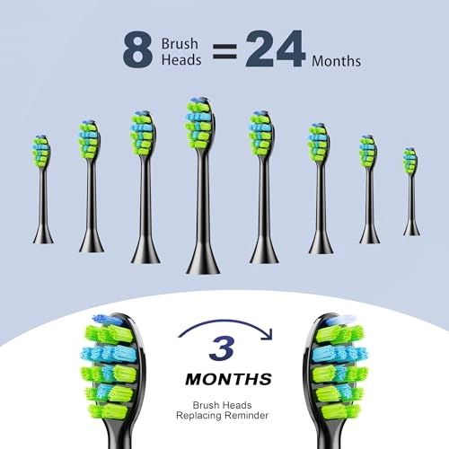 Sonic Electric Toothbrush - 8 Heads 5 Modes Midnight Black