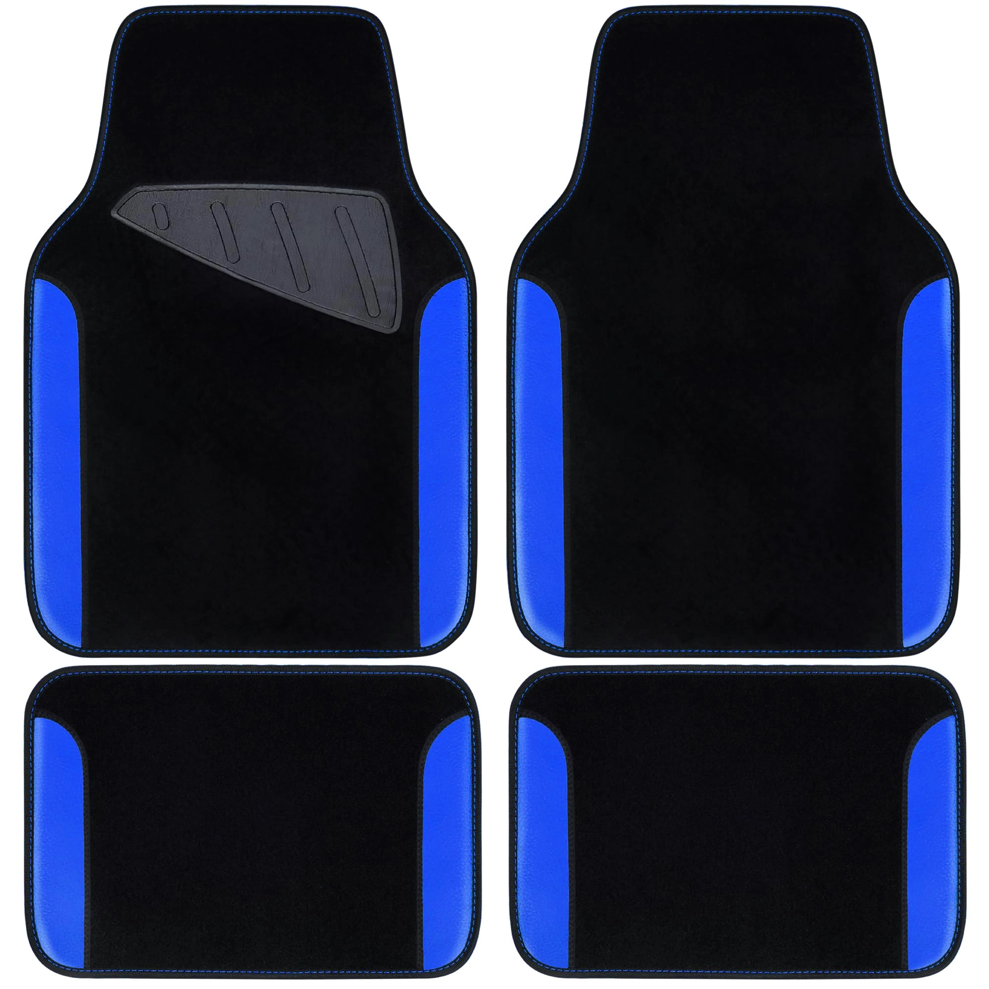 Faux Leather Car Mats - Blue Edge Universal Fit