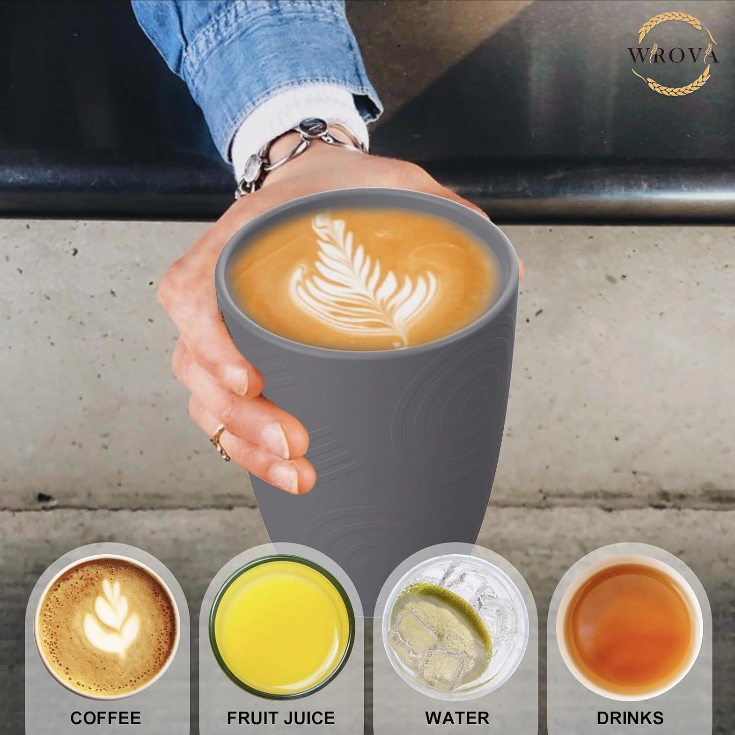 Striped Reusable Cup - 8 pcs - 500 ml
