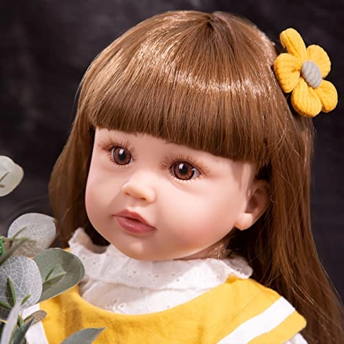 Reborn Baby Doll - 24 Inch Vinyl Cotton Body Pink Yarn Skirt Ages 3+