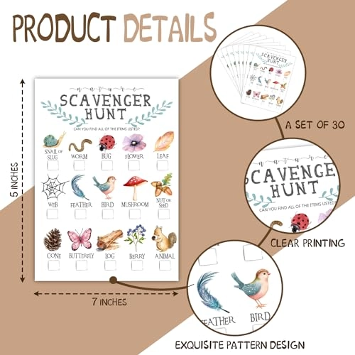 Beach Scavenger Hunt Cards - 15 years and up 30 Pcs