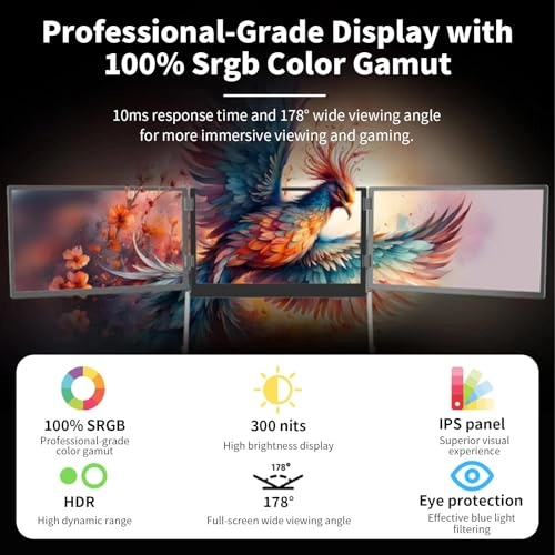 v2f8-889233 Laptop Screen Extender - 15.6 Inch 1080P FHD Type-C/HDMI/USB-C