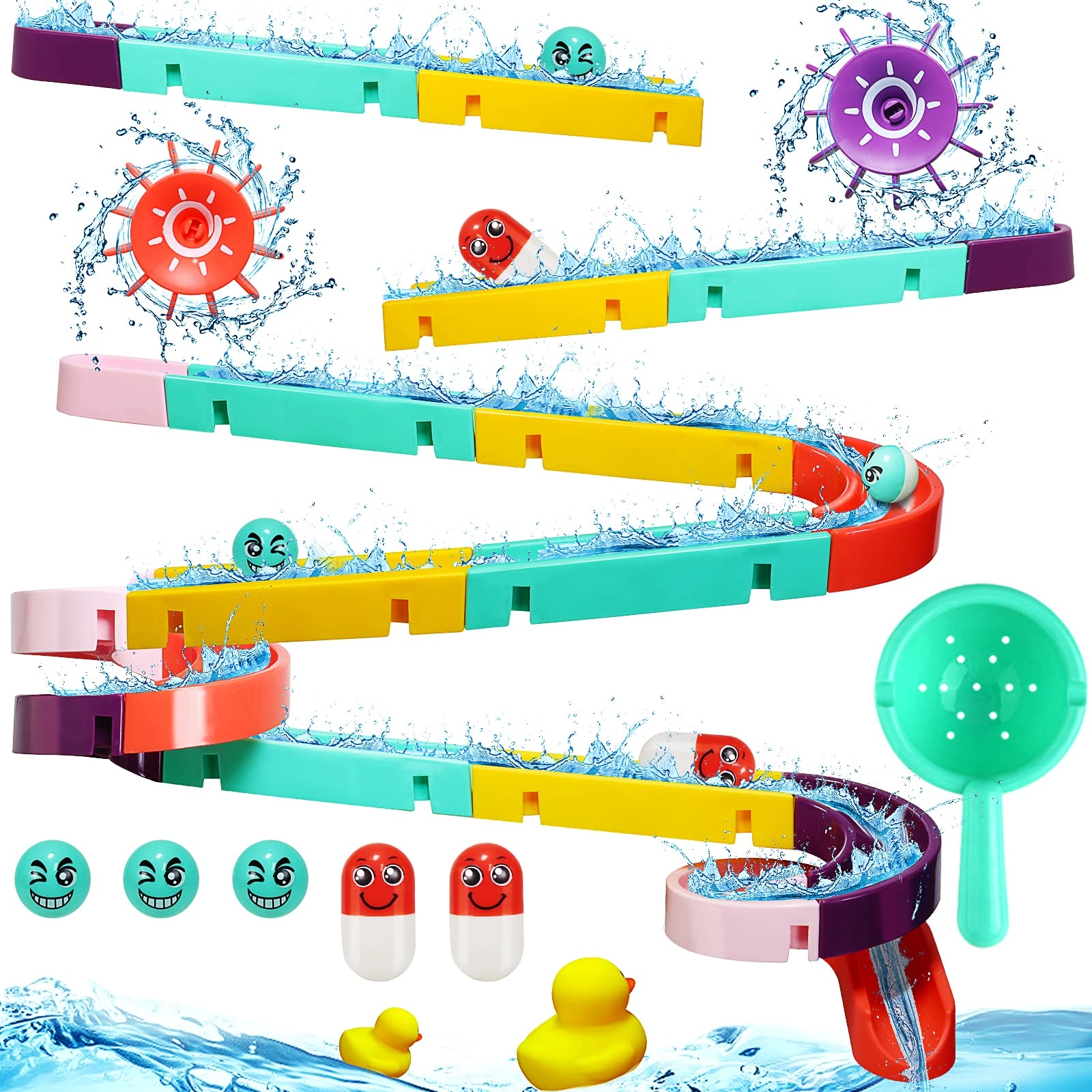 shen zhen wan xiang guo ji mao yi you xian gong si Bath Track Toys - 44PCS 3-6 Year Olds
