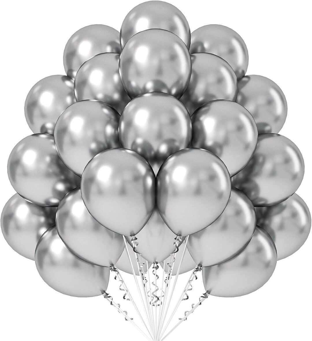 Mufaens Metallic Silver Balloons - 100 Pack Birthday