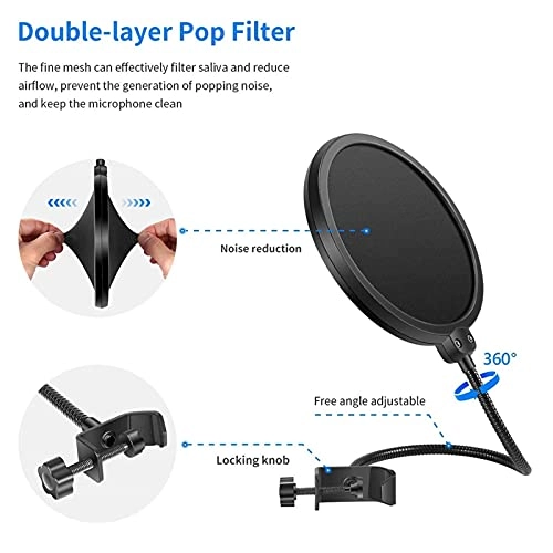 Mic Stand + Mic Clip Holder + Table Mounting Clamp + Pop Filter