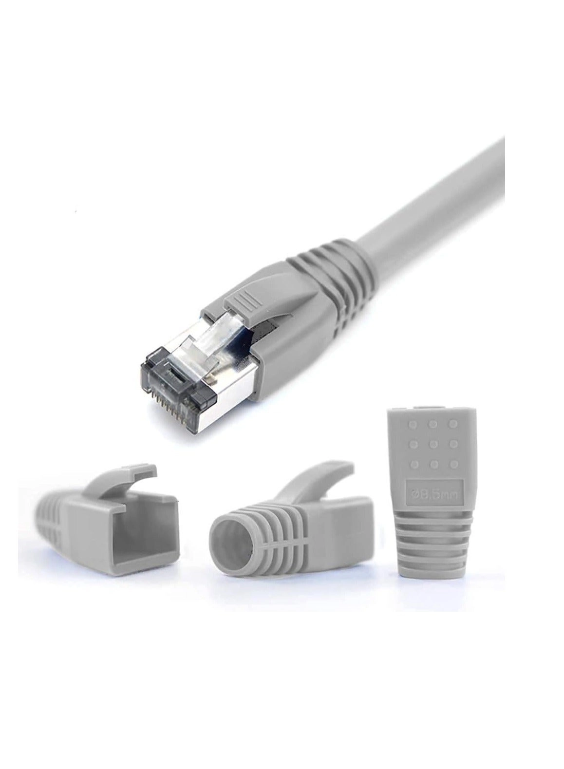 RJ45 Connector - 20 Pack CAT7 Shielded + RJ45 Boot - Grey