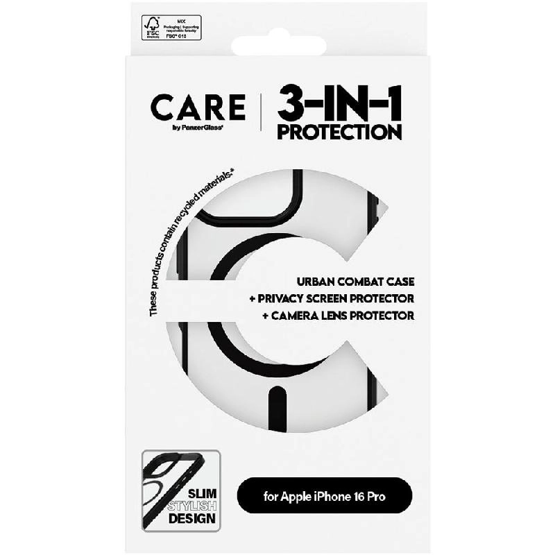 CARE MagSafe Case - 100% Recycled Plastic MagSafe + Ulta-Wide Fit Screen Protector - 60% Recycled Glass + Hoops Camera Lens Protector for iPhone 16 Plus