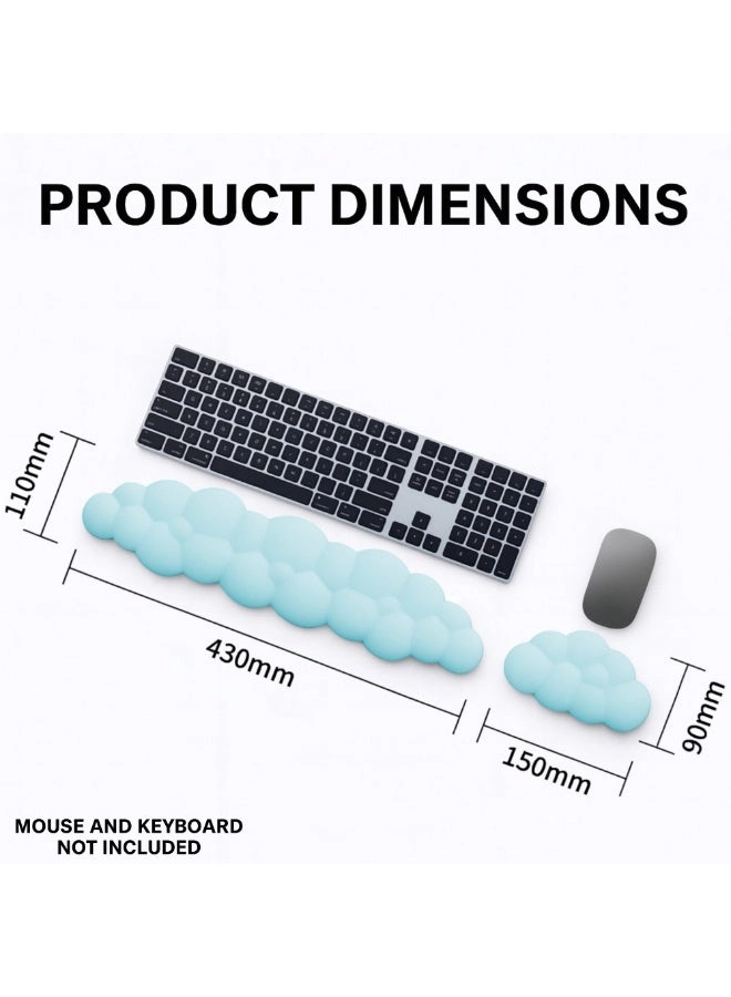 Keyboard Wrist Rest - Memory Foam + Mouse Wrist Rest - Non-slip PU leather base