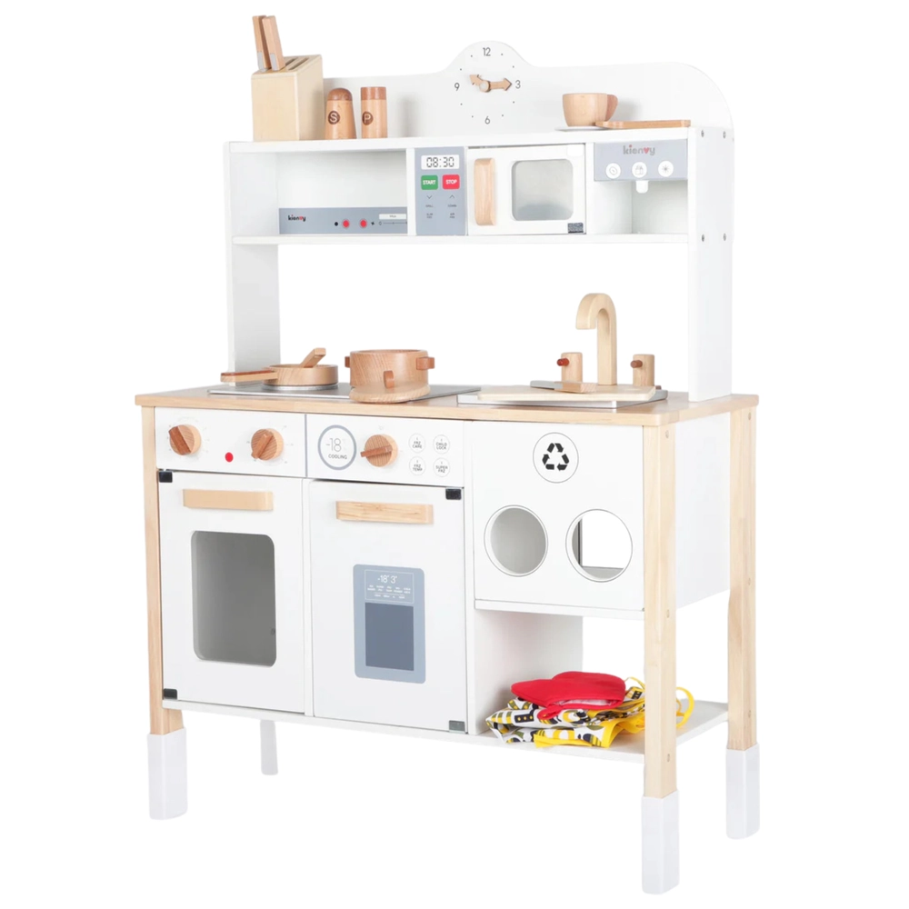 Little Angel Kids Wooden Kitchen Pretend Interactive Play Set (5551007-TC8100-CONFIG)